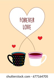 forever love with coffee mug vector