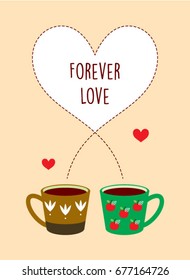 forever love with coffee mug vector