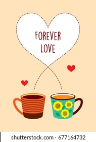 forever love with coffee mug vector