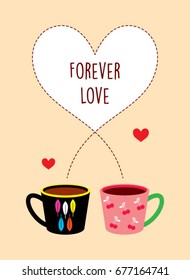 forever love with coffee mug vector