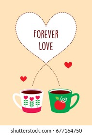 forever love with coffee mug vector
