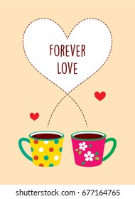 forever love with coffee mug vector