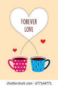 forever love with coffee mug vector
