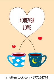 forever love with coffee mug vector