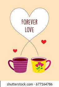 forever love with coffee mug vector