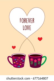 forever love with coffee mug vector