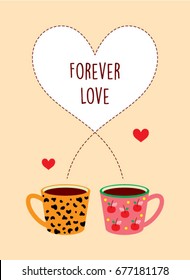 forever love with coffee mug vector