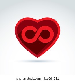 Forever love concept with heart and infinity symbol, vector creative icon.