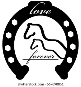 Forever love icon with horse shoe isolated on white background. Vector illustration.