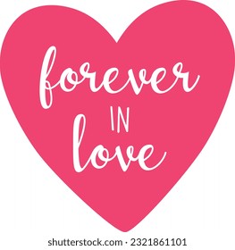 Forever in love typo with heart print design