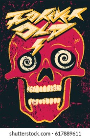 Forever Old. Typographic Grunge Party Poster Design With Crazy Skull. Retro Vector Illustration.