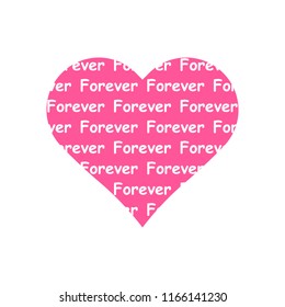 Forever pattern in pink heart icon vector on white background.
