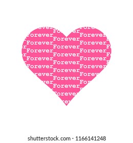 Forever pattern in pink heart icon vector on white background.
