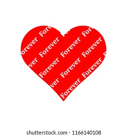 Forever pattern in red heart icon vector on white background.