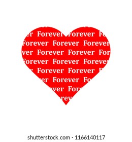 Forever pattern in red heart icon vector on white background.
