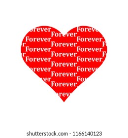 Forever pattern in red heart icon vector on white background.
