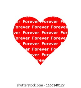 Forever pattern in red heart icon vector on white background.