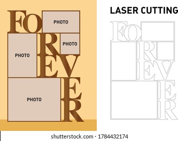 Forever photos frame vector, template for laser cutting