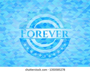 Forever realistic light blue mosaic emblem