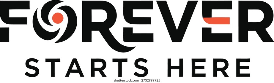 Forever Starts Here Pfeiltypografie T-Shirt-Design Vektorgrafik für Hochzeitsfeier Engagement romantischen Weg und Neubeginn auf transparentem Hintergrund.
