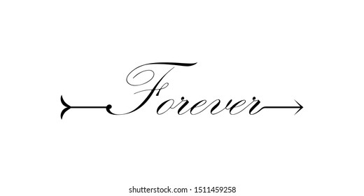 Forever writing with arrow hand draw word. Element of word in arrow style