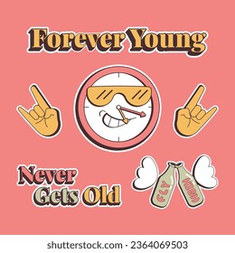 Forever Young Retro Sticker Pack
