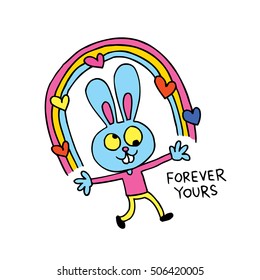 forever yours - cute bunny character in love