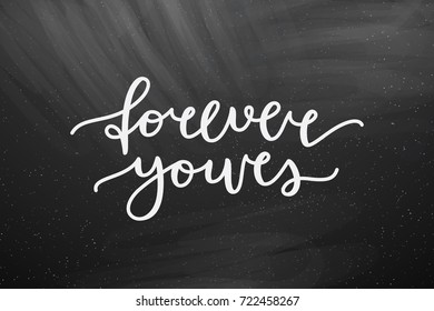 forever yours lettering, vector card with handwritten text