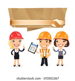 Forewoman with Speech Bubble. In the EPS file, each element is grouped separately.