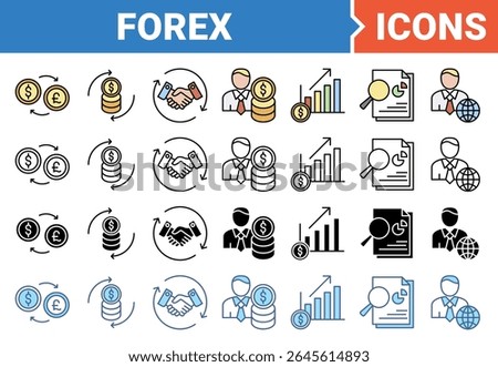 Forex banner icon set with multiple style collection.