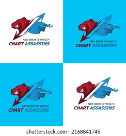 Forex bull and bear logo template up down arrows bull bear heads sketch