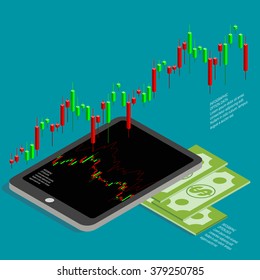 Forex Business Isometric Diagram Vector Design Template