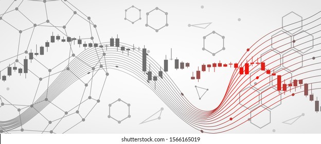 Forex candlestick pattern. Many green and red candles. Trading chart concept. Financial market chart. Modern futuristic virtual abstract background
