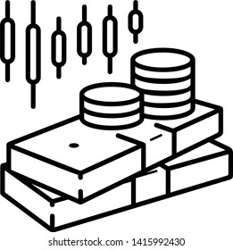 Forex currency trading. Vector outline icon isolated on white background.