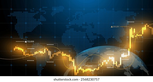 Forex gold trading background with glowing graph