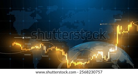 Forex gold trading background with glowing graph