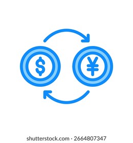 Ilustración vectorial de color azul de Forex Icon