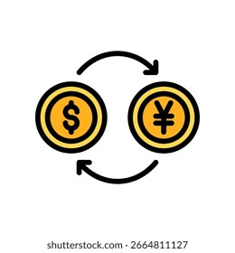 Forex Icon Lineal Color Vector Illustration