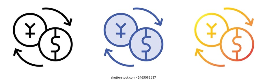 icono de forex. Diseño de estilo de relleno lineal, azul y degradado aislado sobre fondo blanco