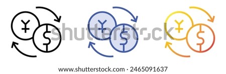 forex icon. Linear, Blue Fill and Gradient Style Design Isolated On White Background