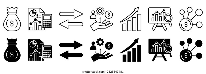 Forex icon set. analysis and stockbroker symbol. Vector illustration