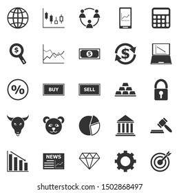 Forex icons on white background, stock vector