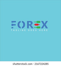 Logo de Forex letras mayúsculas planas elementos de luz de las velas