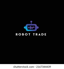 forex logo robot template flat dark design