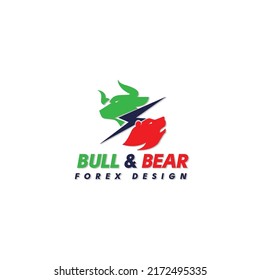 Forex logo template bull bear head flat capital letters