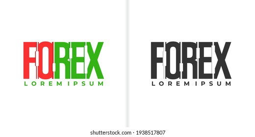 forex logotype in green and red candle stick wordmark logo design vector