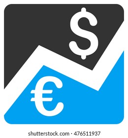 Forex Market Chart icon. Vector style is bicolor flat iconic symbol, blue and gray colors, white background.