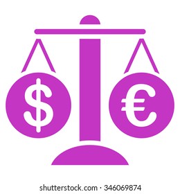 Forex Market vector icon. Style is flat symbol, violet color, rounded angles, white background.