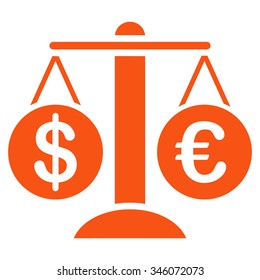 Forex Market vector icon. Style is flat symbol, orange color, rounded angles, white background.