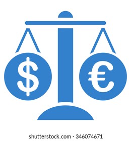 Forex Market vector icon. Style is flat symbol, cobalt color, rounded angles, white background.